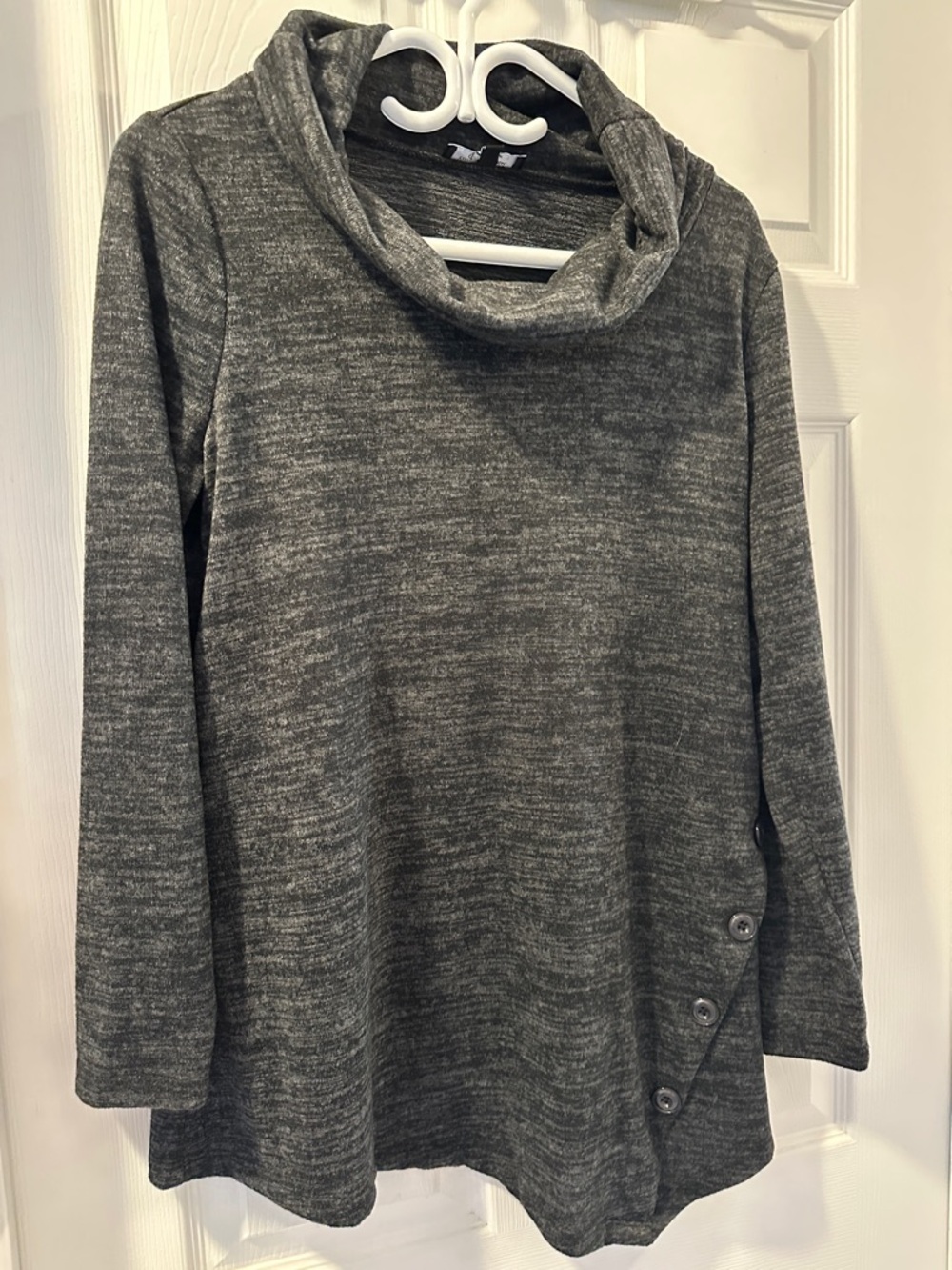 LILY MORGAN Y2K Whimsigoth Dark Grey Heathered Cowl Neck Jersey Sweater, Lg